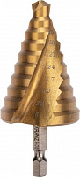 KRANZ (KR-12-6614) Сверло по металлу ступенчатое ТИТАН 9,0-36,0мм, 110мм, 65 HRC, Р6М5 TiN Сверло