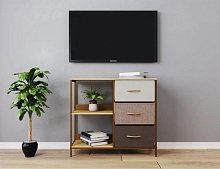 LESET Локи 3 ящ. С полками Бежевый/Светло-коричневый/Темно-коричневый Комод