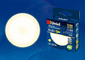 UNIEL (UL-00001670) LED-GX53-6W/WW/GX53/FR PLZ01WH ЭЛЕКТРИКА