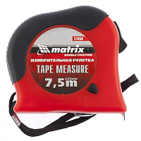 MATRIX Рулетка Double fixation,7,5 м х 25 мм,обрезиненный корпус,двойная плавная фиксация 31058