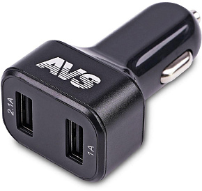 AVS UC-523 USB 2 порта (3А,черный) с вольтметром Автомобильное зарядное устройство