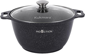 KUKMARA кмти32а а/пр литая 3,0л стекл/кр Темный мрамор индукция Кастрюля