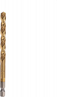 KRANZ (KR-91-5508) Сверло по металлу, 7мм, Р6М5, ТИТАН, шестигранный хвостовик (1 шт. в упаковке) DIN 338 Сверло