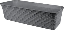 VIOLET "Ротанг" 63см с дренажем (серый) 356018 Балконный ящик VIOLET "Ротанг" 63см с дренажем (серый) 356018