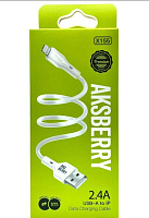 AKSBERRY (6972969383200) X155 для iPhone 1м 24A белый Кабель