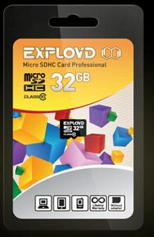 EXPLOYD MicroSDHC 32GB Class10 - б/а [EX0032GCSDHC10-W/A-AD] Карта памяти