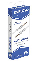 EXPLOYD EX-K-475 Кабель AUX Jack 3,5mm (M) - Jack 3,5mm (M) плоский стерео аудио 1M белый Classic Кабель AUX Jack 3,5mm