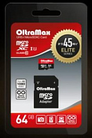 OLTRAMAX MicroSDXC 64GB Class 10 UHS-1 Elite + адаптер SD 45 MB/s [OM064GCSDXC10UHS-1-ElU1] Карта памяти