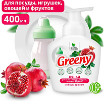 CLEAN&GREEN Пенка для мытья посуды, игрушек, овощей и фруктов "Greeny" нежный гранат 400 мл. CG8328