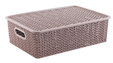 VIOLET Вязь 7,5л с крышкой розовый нюд 532111 Корзина для хранения