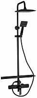BRIMIX 81725 Смеситель + стойка душевая тропический душ с двумя лейками из алюминия, черного цвета Смеситель для ванны