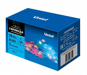 UNIEL (UL-00007195) ULD-S0500-050/DTA MULTI IP20 SNOWFLAKES-3 Гирлянда светодиодная Снежинки-3, 5м. 50 светодиодов. Разноцветный свет