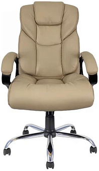 ЯРКРЕСЛА Кр87 ТГ ЭКО2(экокожа слоновая кость)/крестовина хром/подлокотники пластик черный Кресло руководителя