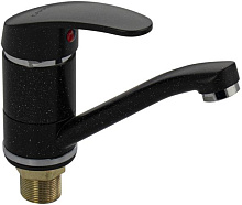 САНАКС 13072 Смеситель для кухни и раковины, шаровый, поворотный корпус, излив 15 см, цвет ЧЕРНЫЙ КАМЕНЬ Смесители