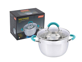 MALLONY Кастрюля BRAVO, объем 2,1 л, из нерж стали с крышкой (005428) Кастрюля