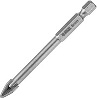 DENZEL Сверло по керамической плитке 8 мм, крестовая пластина, 6-гр. хвостовик// Сверло DENZEL Сверло по керамической плитке 8 мм, крестовая пластина,