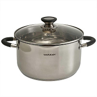 WEBBER BE-375/2 Кастрюля из нерж стали со стеклянной крышкой (d=24; 6,0 л) (4) Кастрюля WEBBER BE-375/2 Кастрюля из нерж стали со стеклянной крышкой (
