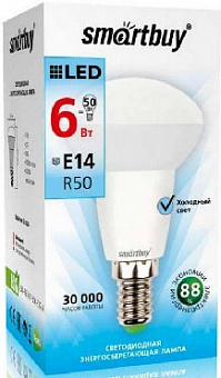 SMARTBUY (SBL-R50-06-60K-E14) 6W/6000/E14 Светодиодная (LED) Лампа
