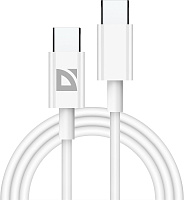 DEFENDER (87507) USB кабель F182 TypeC-TypeC 1м, 30 Вт, PD,TPE,белый Кабель