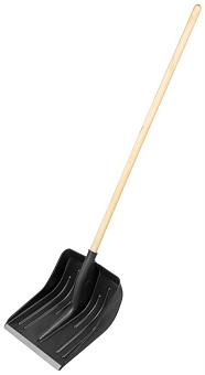 СИБРТЕХ Лопата для уборки снега пластиковая, 420 х 425 х 1550 мм, деревянный черенок, Россия, 61580 Лопата