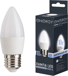 ENERGY LED С37-10-E27-4000 (109302) Лампа светодиодная