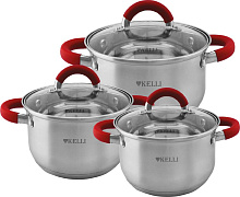 KELLI KL-4236 6 предметов красный Набор кастрюль