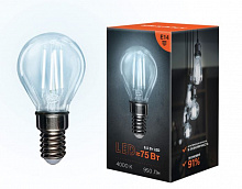 REXANT (604-130) Шарик GL45 9.5 Вт 950 Лм 4000K E14 прозрачная колба Лампа светодиодная