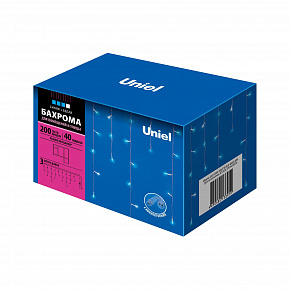 UNIEL UL-00007210 ULD-B3007-200/TTK BLUE-WHITE IP44 3м. Соединяемая. 200 светодиодов. Синий и белый свет. Бахрома светодиодная