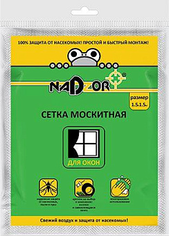 NADZOR Сетка москитная для окон, 1,5*1,5 м, белая, в пакете, MSN015P Сетка москитная для окон