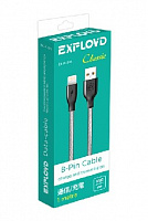 EXPLOYD EX-K-496 Дата-кабель USB - 8 Pin 1М Classic круглый серый Дата-кабель