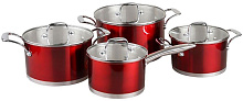POMIDORO POMI D'ORO PSS-640028 Prezioso Набор кастрюль 18см, 20см, 24см и соусник 16см с крышками