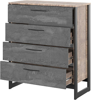 НК-МЕБЕЛЬ HUGO комод Т-2(N) Дуб Гранж/Железный камень 72507330 Комод