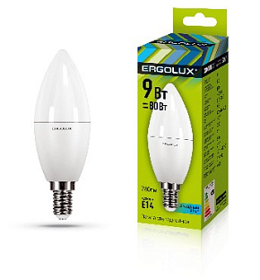 ERGOLUX (13168) LED-C35-9W-E14-4K Лампа светодиодная