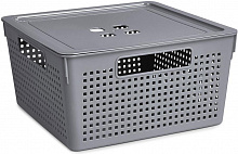 VIOLET Коробка для хранения квадратная "Лофт" с крышкой 11л 294х294х151 (серый) 6911118