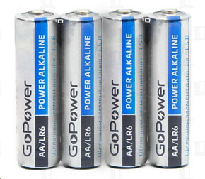 GOPOWER (00-00017748) LR6 AA BOX20 SHRINK 4 ALKALINE 1.5V Элементы питания