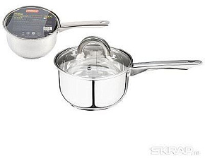 MALLONY Ковш Mediano, объем 1,9 л, диа 16 см, из нерж стали с крышкой (005441)