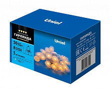 UNIEL (UL-00007192) ULD-S0500-050/DTA WARM WHITE IP20 PINE CONES Гирлянда светодиодная Шишки, 5м. 50 светодиодов. Теплый белый свет