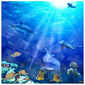 BRIMIX 02-09 Шторка в ванную комнату фотопечать - МОРСКОЕ ДНО Штора для ванной