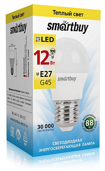 SMARTBUY (SBL-G45-12-30K-E27) 12W/3000/E27 Лампа светодиодная