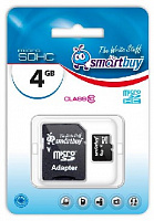 SMARTBUY (SB4GBSDCL10-01) MicroSDHC 4GB Class10 + адаптер Карта памяти