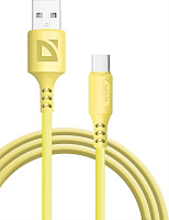 DEFENDER (87106YEL) USB кабель F207 TypeC 1м,2.4А,силикон,пакет Кабель