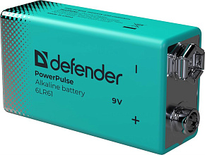 DEFENDER (56261) 6LR61-1BL 9V, блистер, 1 шт., PowerPulse Батарейки