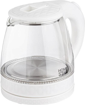 HOMESTAR HS-1053 white (1,2л. стекло) Чайник