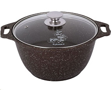 KUKMARA кмк22а а/пр литая 2,0л стекл/кр Кофейный мрамор Кастрюля KUKMARA кмк22а а/пр литая 2,0л стекл/кр Кофейный мрамор
