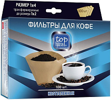 TOP HOUSE Фильтры для кофе неотбеленные, размер "1 х 4", 100 шт. в коробке. (390629) Фильтры для кофе неотбеленные, размер "1 х 4", 100 шт. в коробке.
