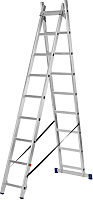 СИБРТЕХ Лестница, 2 х 9 ступеней, алюминиевая, двухсекционная, 97909
