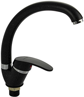 САНАКС 13082 Смеситель для кухни, шаровый, боковой, поворотный излив, цвет ЧЕРНЫЙ КАМЕНЬ Смесители