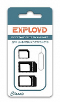 EXPLOYD EX-AD-398 CLASSIC Восстановитель SIM 3 в 1 с устройством для извлечения SIM чёрный Восстановитель SIM