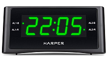 HARPER HCLK-1006 черный\зеленый Радиочасы будильник