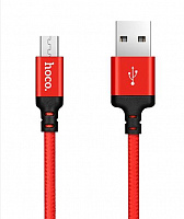 HOCO (6957531062851) X14 USB (m)-microUSB (m) 1.0м - красный/черный Кабель